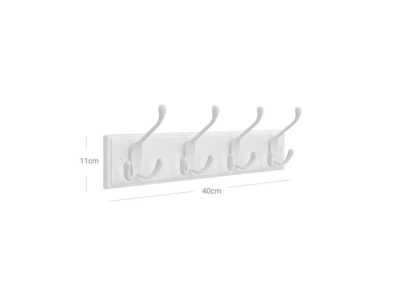 Songmics Garderobe mit 4 Haken 40 cm x 11 cm, Weiss