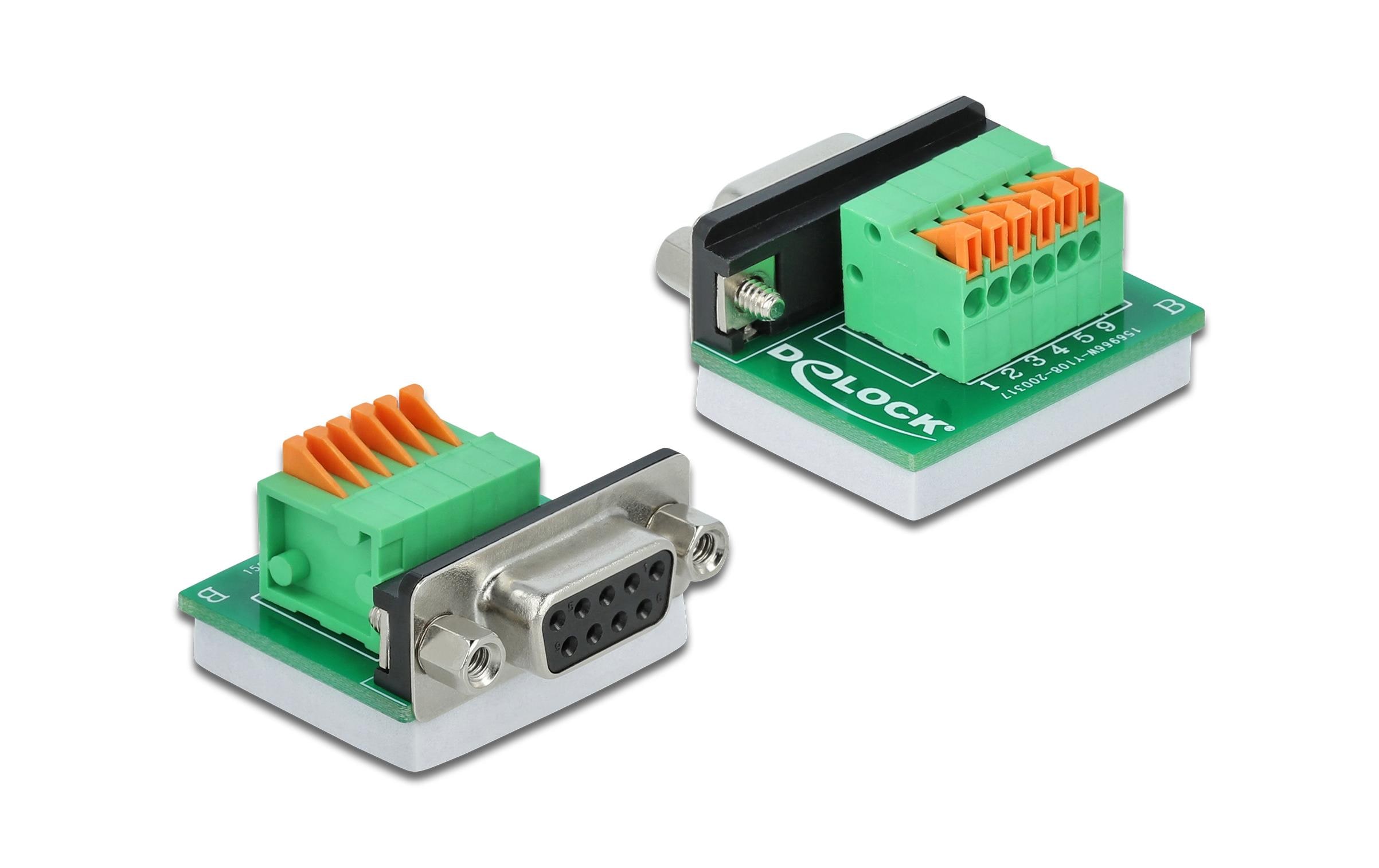 Delock Adapter Terminalblock RS232 DB9 Buchse horizontal 0 m Delock Adapter Terminalblock RS232 DB9 Buchse horizontal 0 m