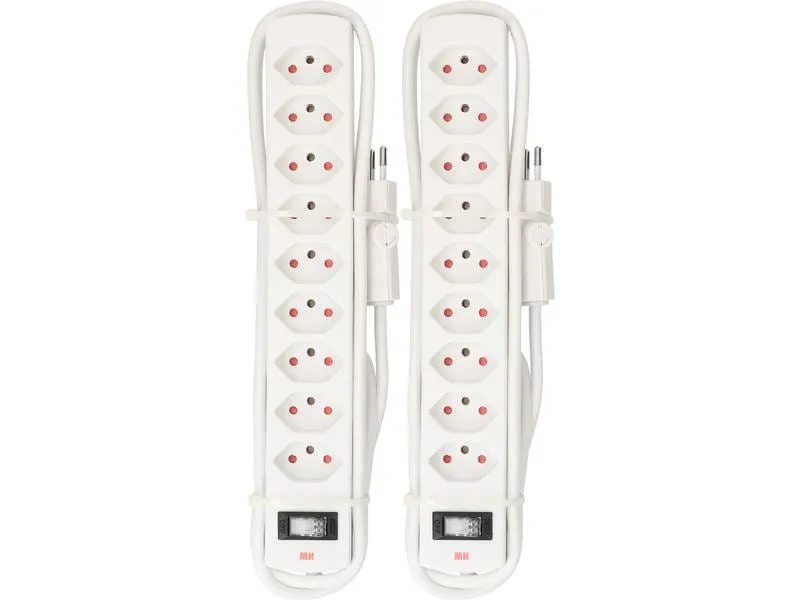 Max Hauri Doppelpack Steckdosenleiste 9 x Typ 13 Safety Line, Weiss