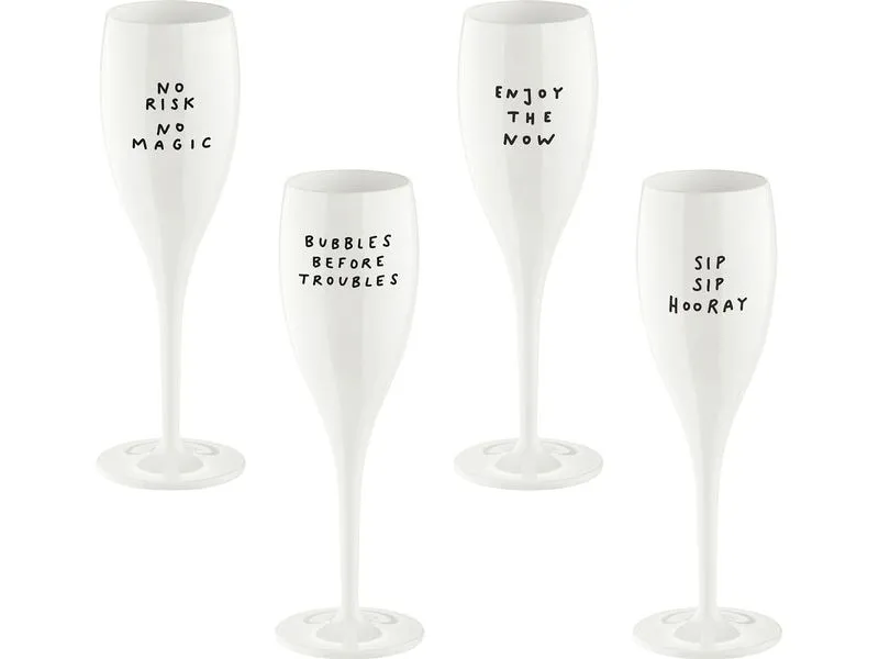 Koziol Sektglas Say It In Style 100 ml, 4 Stück, Weiss