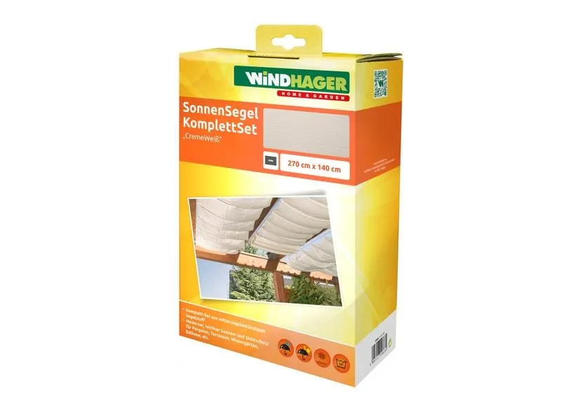 Windhager Sonnensegel-Pergola-Komplett-Set, 270 x 140 cm, Weiss Windhager Sonnensegel-Pergola-Komplett-Set, 270 x 140 cm, Weiss