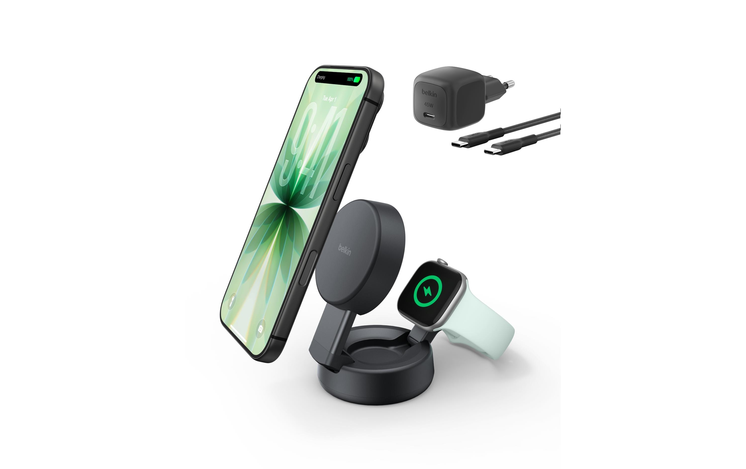 Belkin UltraCharge Pro 2-in-1 2-in-1 Qi2 25W Grau Belkin UltraCharge Pro 2-in-1 2-in-1 Qi2 25W Grau