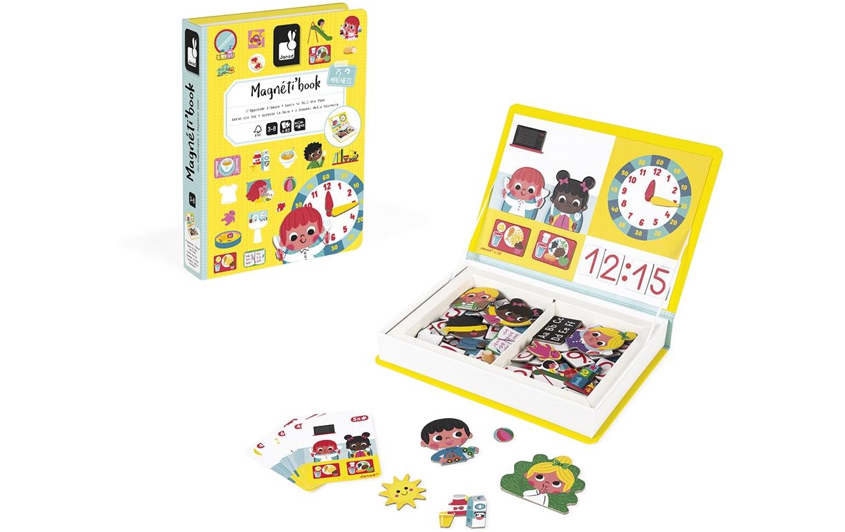 Janod Beschäftigungsspielzeug Magnetbuch Lerne die Uhr