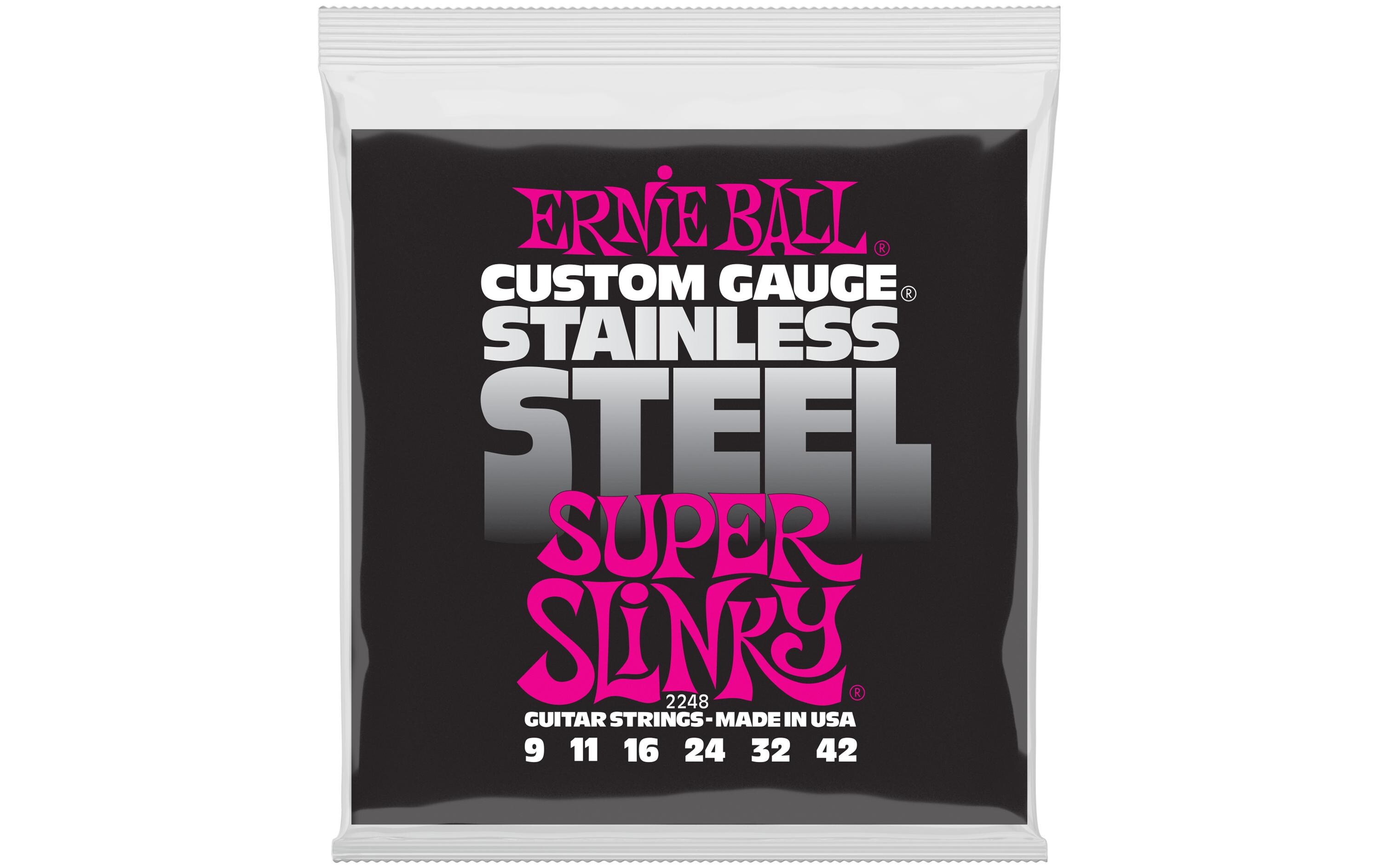 Ernie Ball Gitarrensaiten 2248 Slinky Stainless Steel – Super 09-42