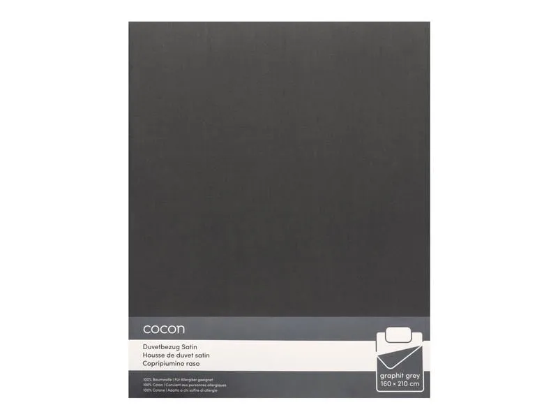 COCON Duvetbezug Satin 160 x 210 cm, Graphit