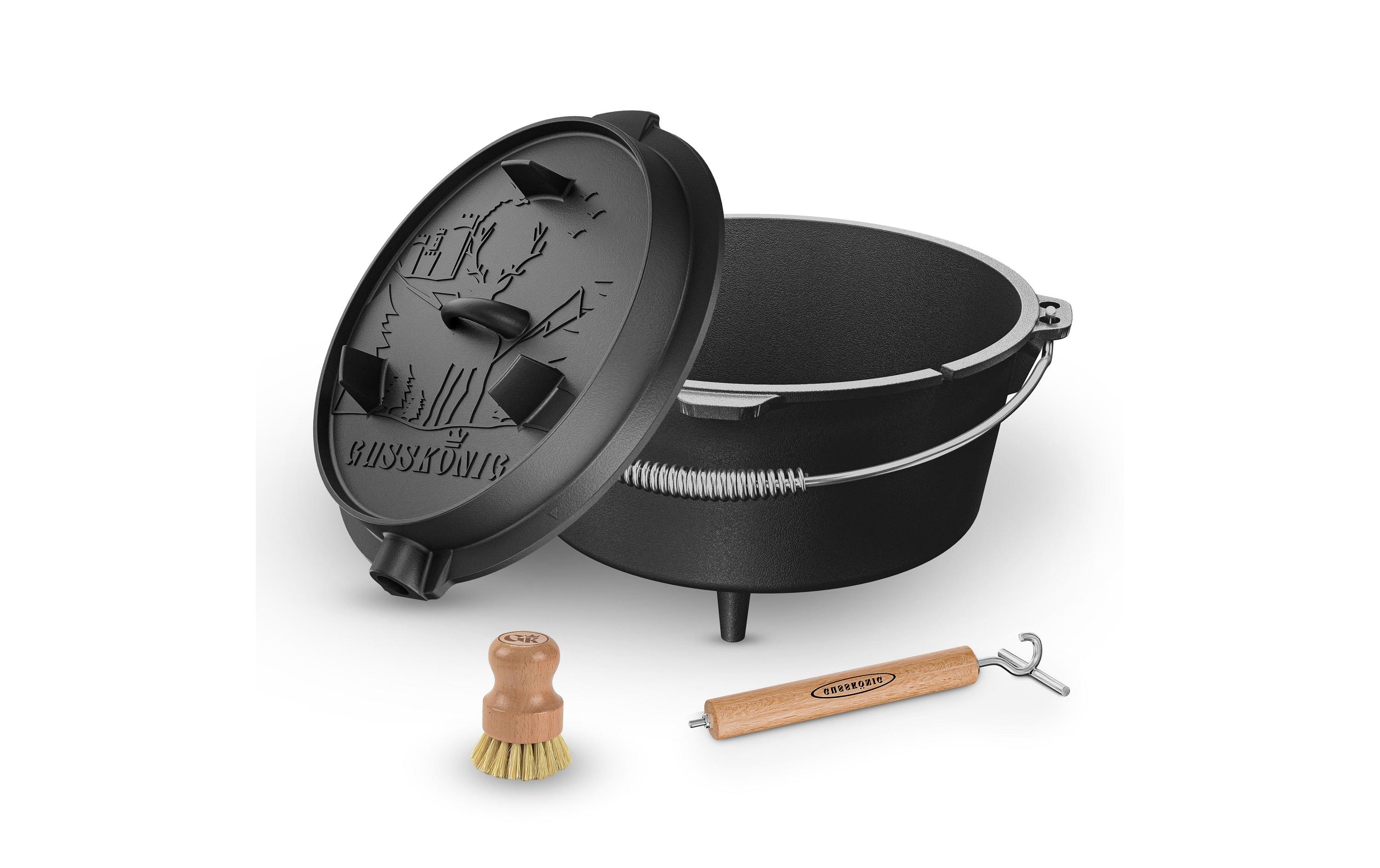 Gusskoenig Dutch Oven Set 4.5 l mit Deckelheber, Bürste