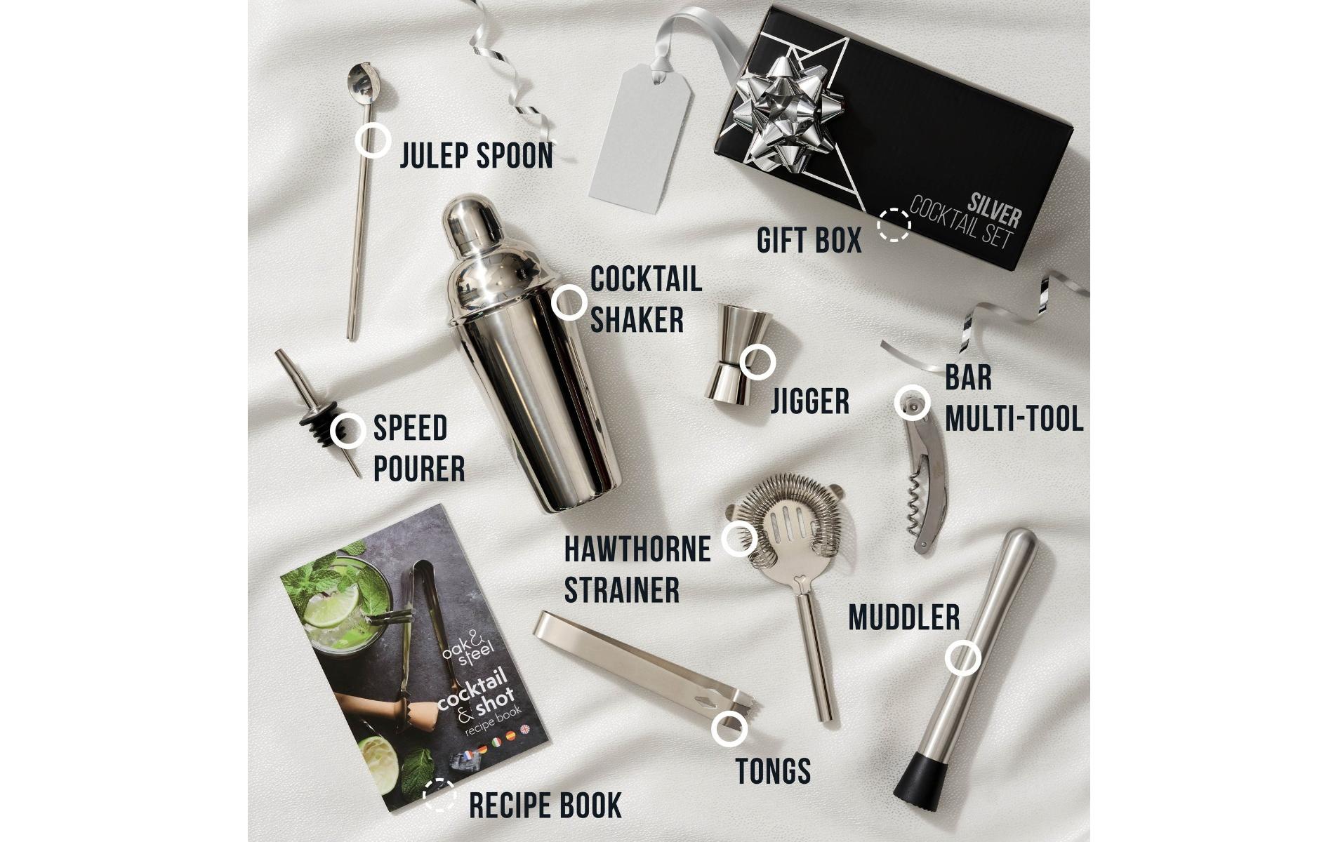 Oak & Steel Cocktail-Set 10-teilig 0.6 l, Silber