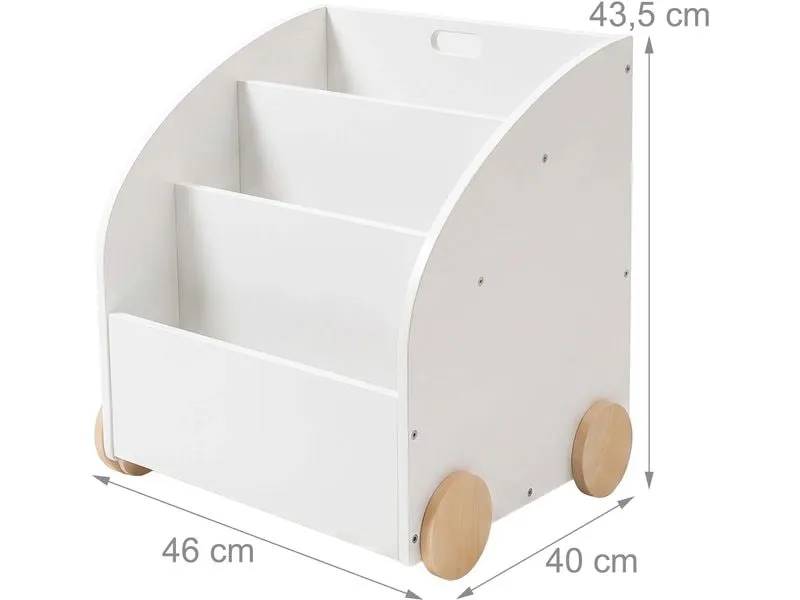 relaxdays Kinderregal MDF Weiss Natur mit Rollen und Geheimfach relaxdays Kinderregal MDF Weiss Natur mit Rollen und Geheimfach