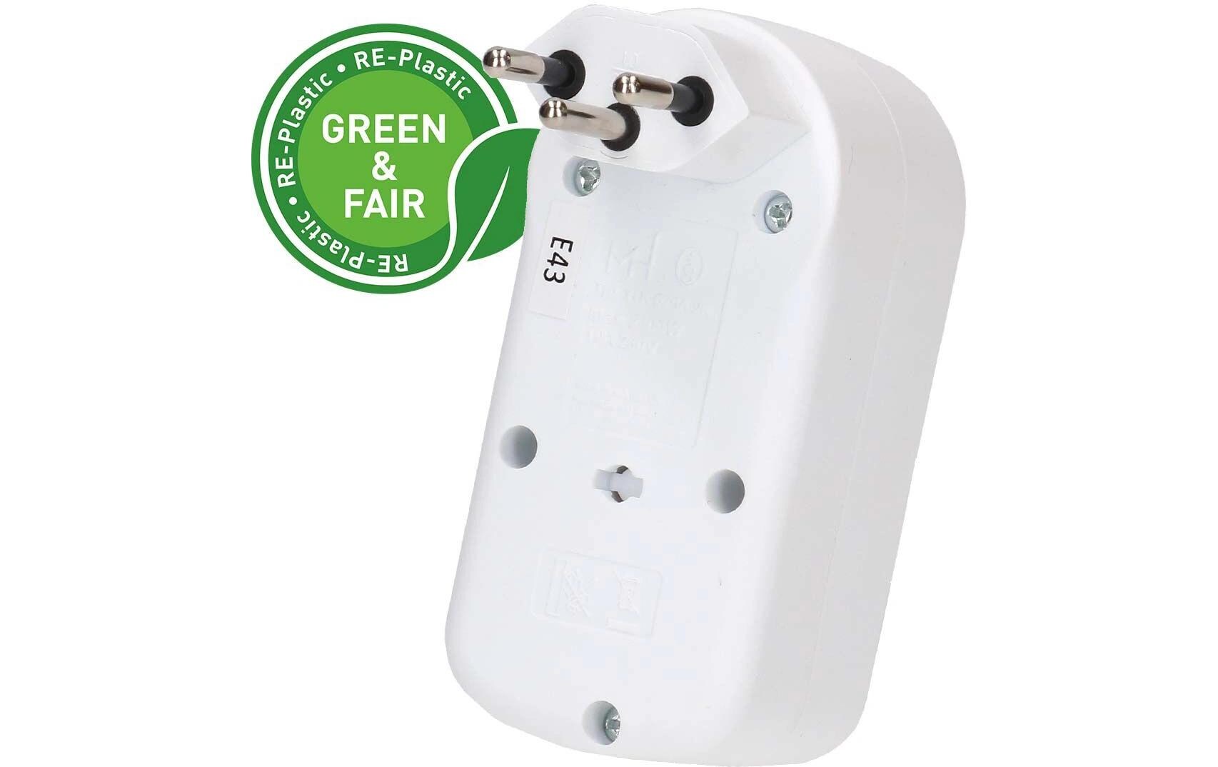 Max Hauri Abzweigstecker ADAPT 3x Typ 13, drehbar Green+Fair 3