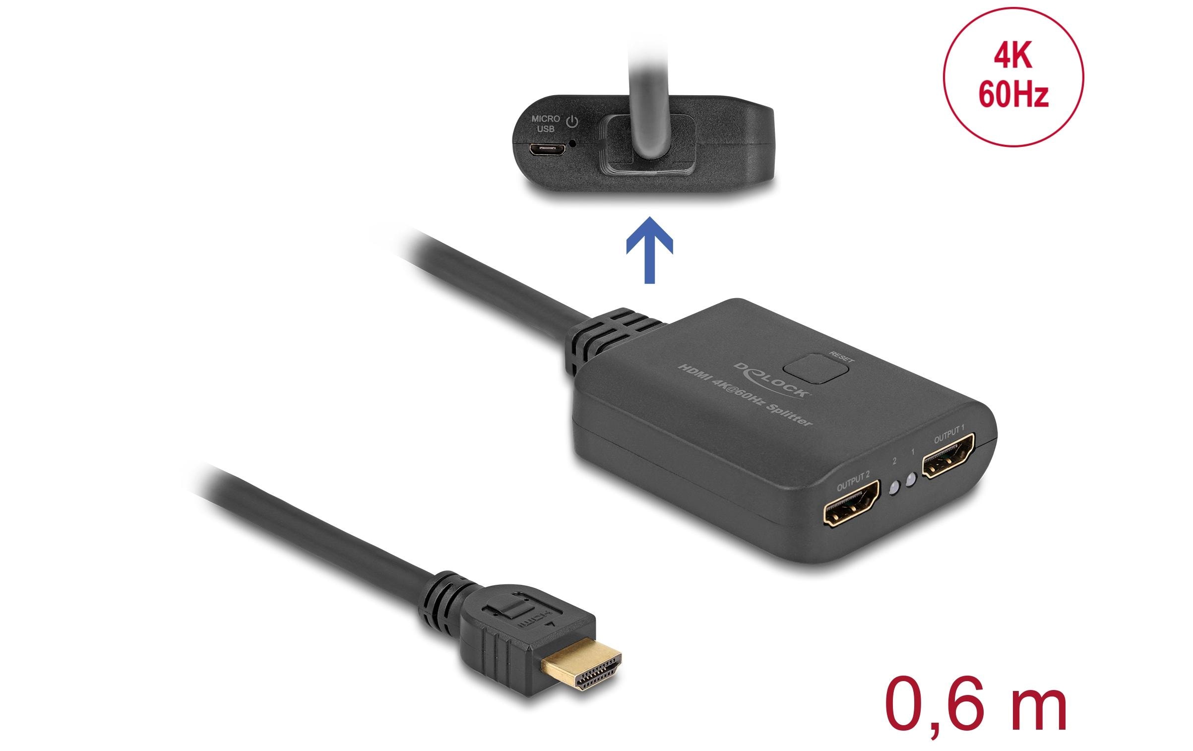 Delock 2-Port Signalsplitter HDMI – HDMI 4K 60 Hz mit Downscaler Delock 2-Port Signalsplitter HDMI – HDMI 4K 60 Hz mit Downscaler