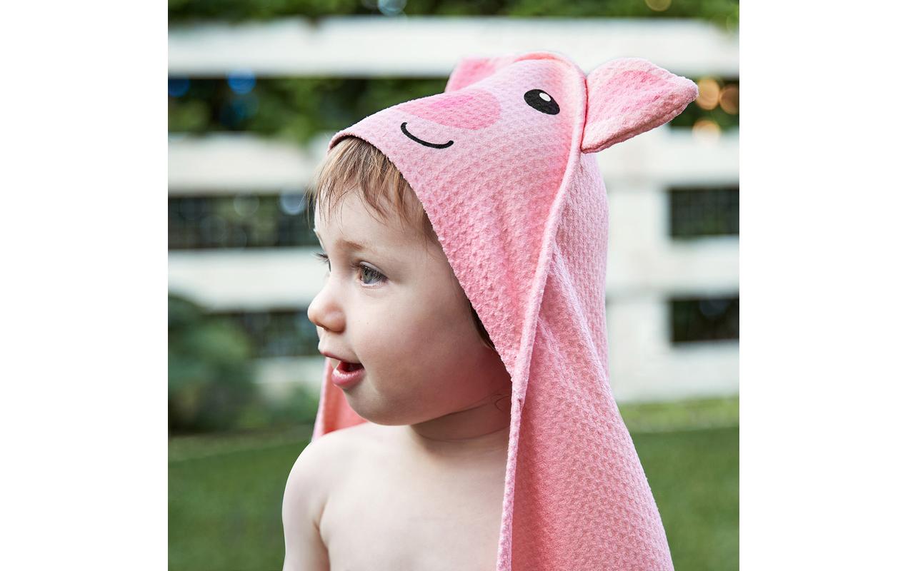 Dock & Bay Baby-Kapuzentuch Pig 75 x 75 cm, Rosa