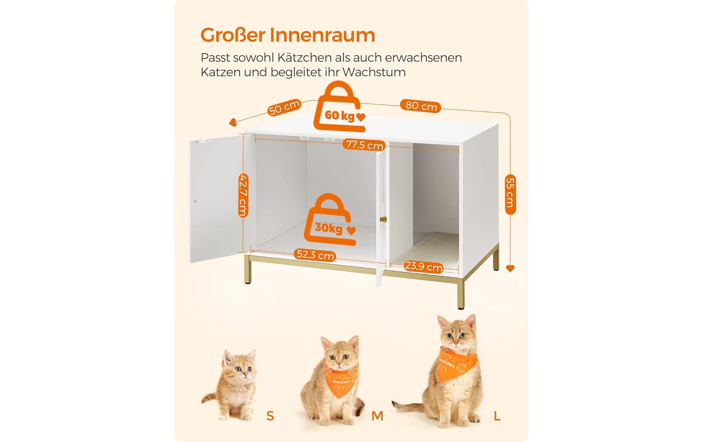 Feandrea Katzenhaus für Katzentoilette 80 x 50 x 55 cm