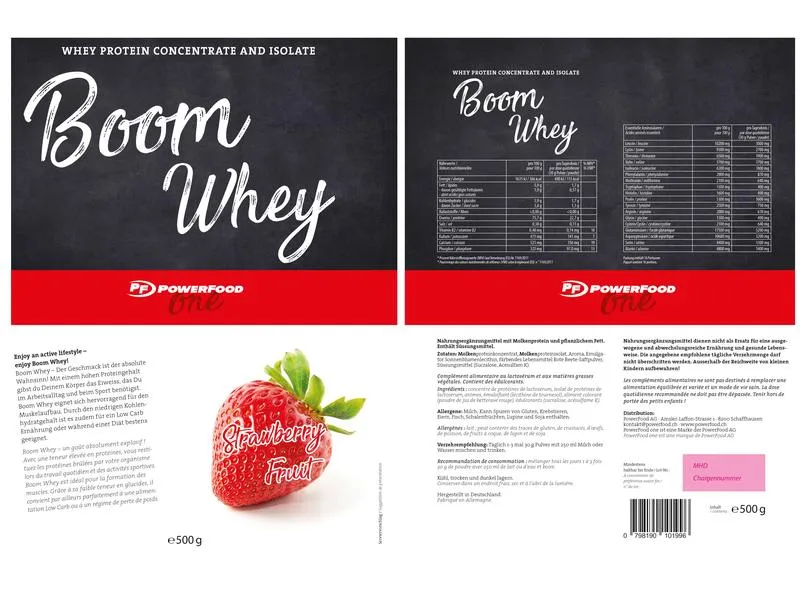 PowerFood One Pulver One Boom Whey Erdbeere 1000 g PowerFood One Pulver One Boom Whey Erdbeere 1000 g
