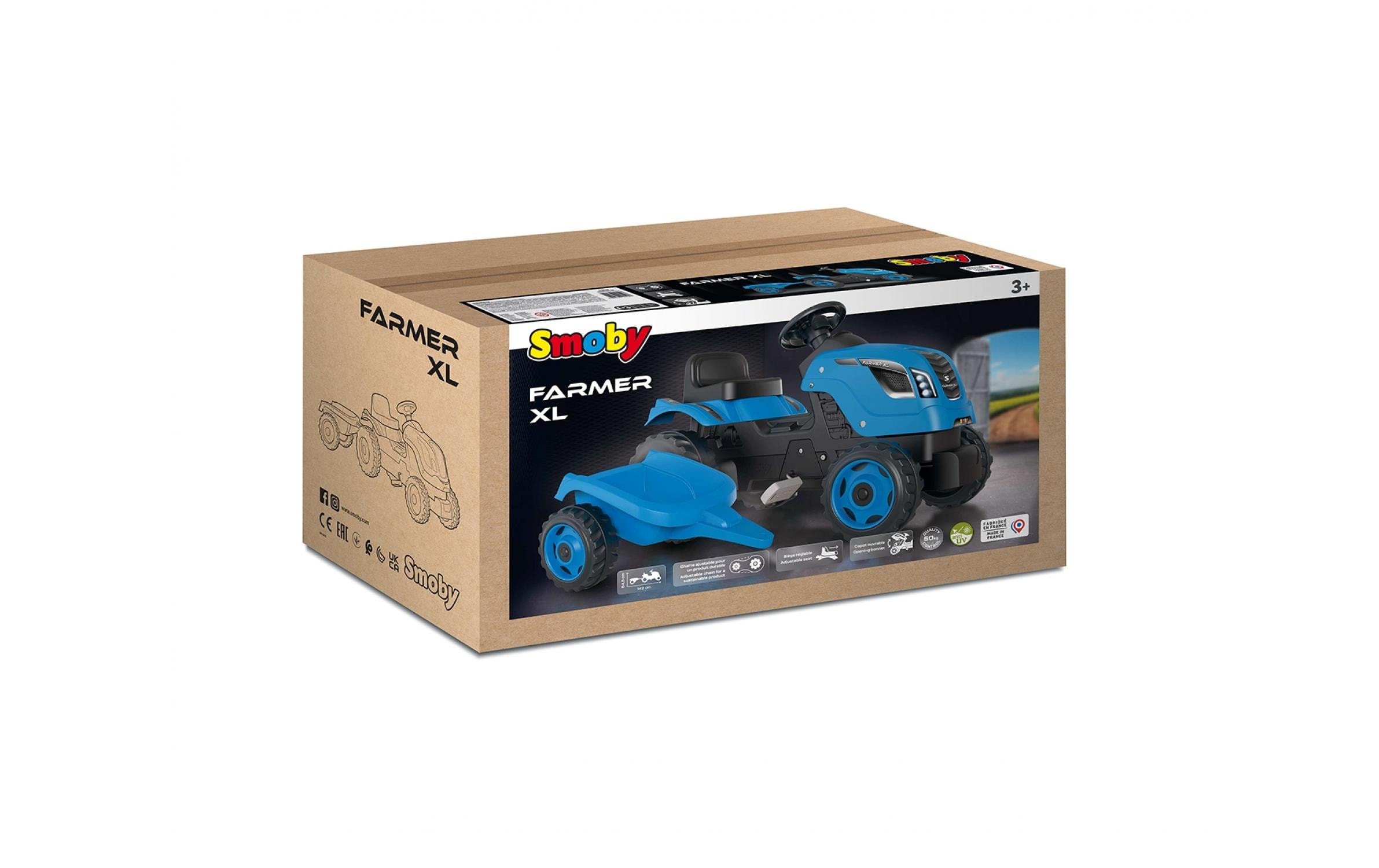 Smoby Traktor Farmer XL mit Anhänger Blau