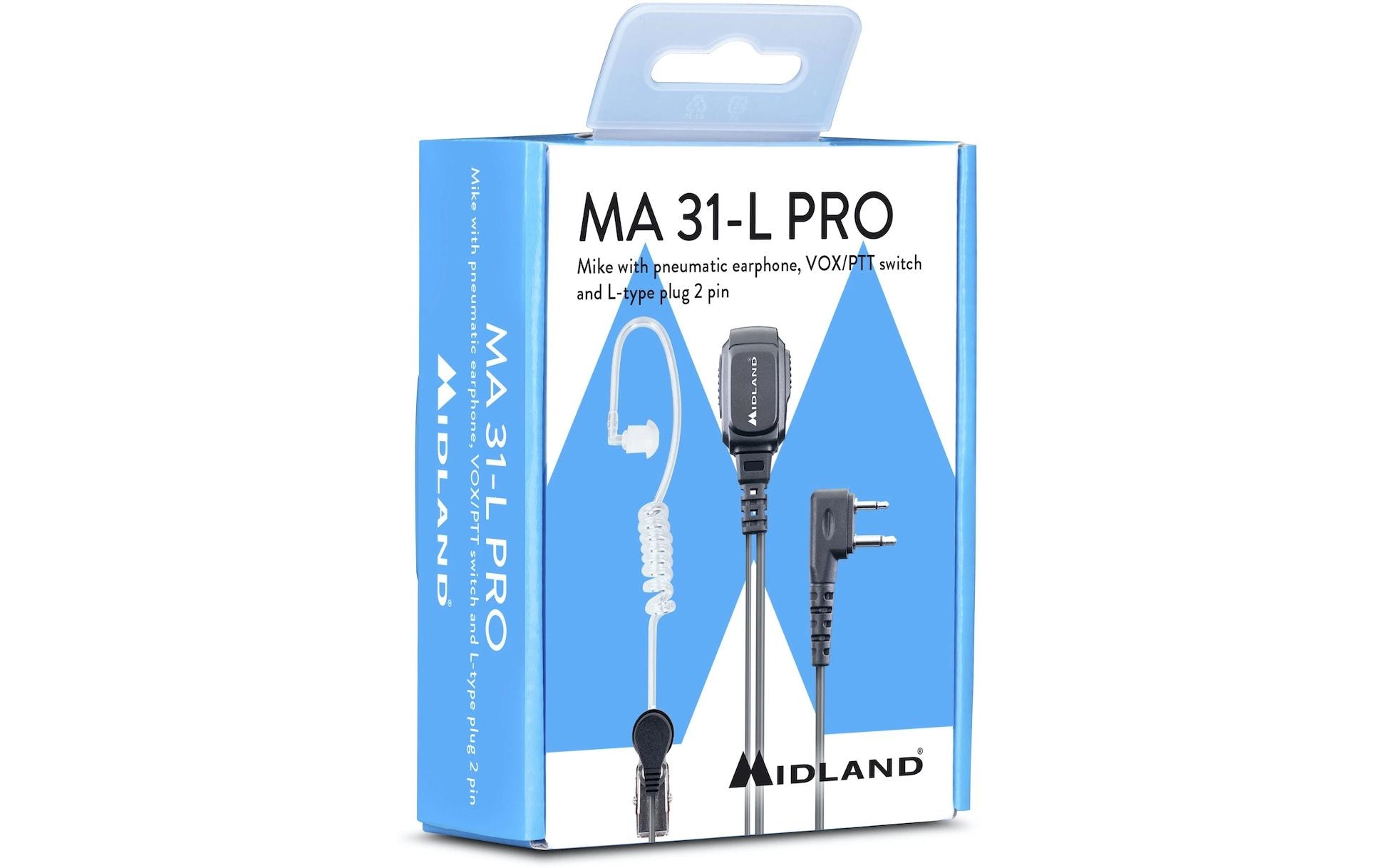 Midland Headset MA31-L Pro Schwarz, Transparent Midland Headset MA31-L Pro Schwarz, Transparent
