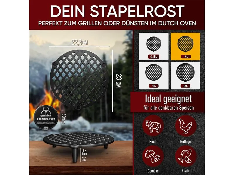 Gusskoenig Gusseisen Stapelrost für Dutch Oven 7 l Gusskoenig Gusseisen Stapelrost für Dutch Oven 7 l