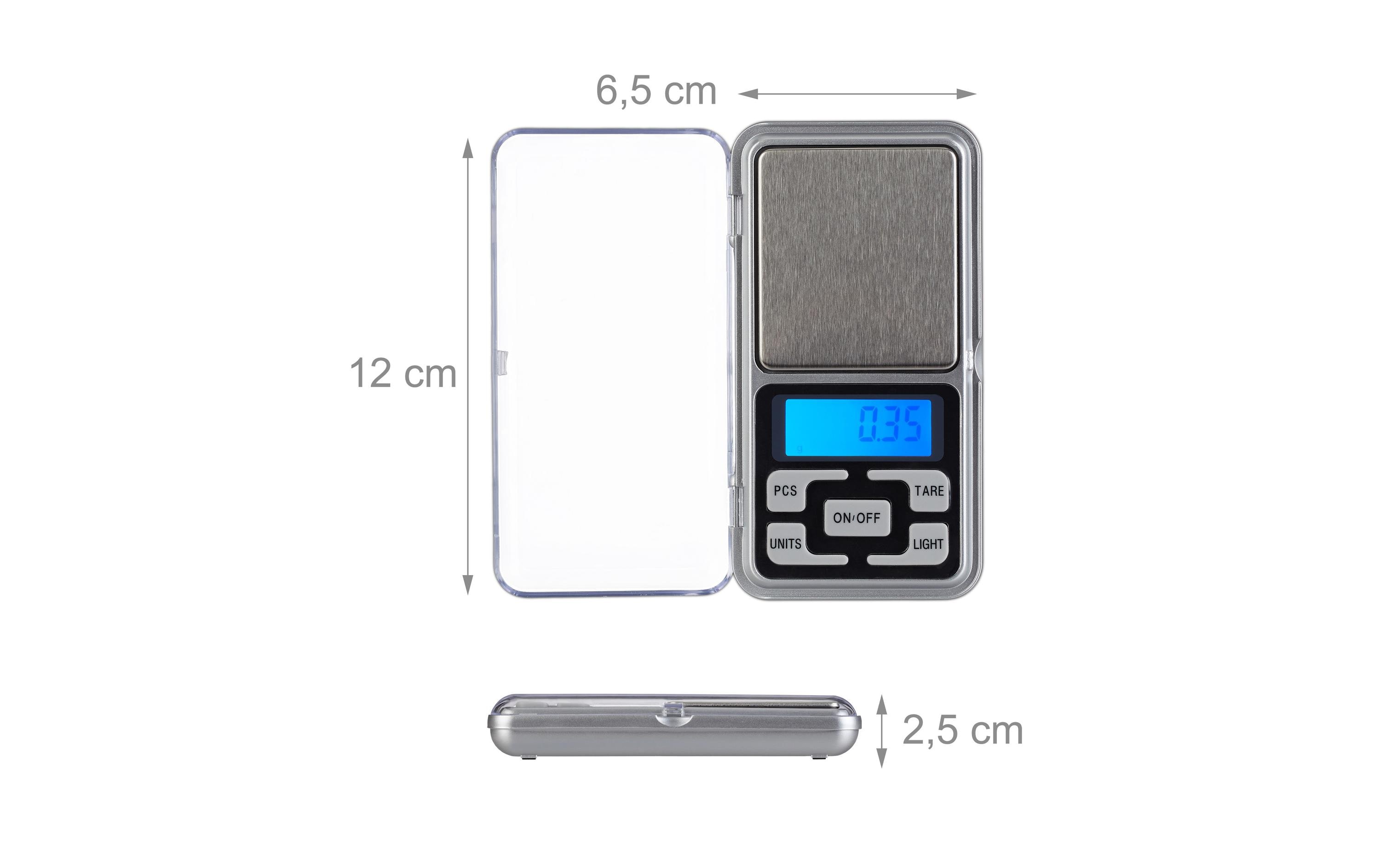 relaxdays Präzisionswaage Mini Silber