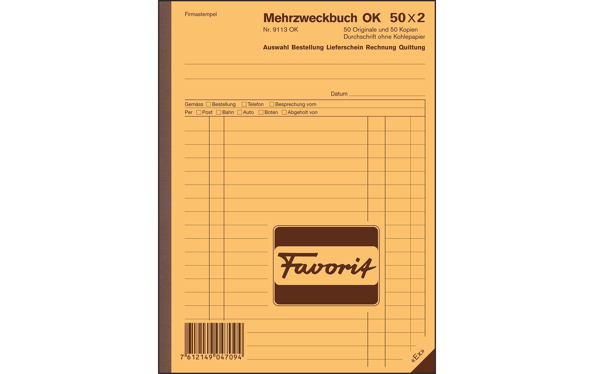 Favorit Durchschreibeblock 156 x 210 mm Mehrzweckbuch, 50 x 2 Blatt