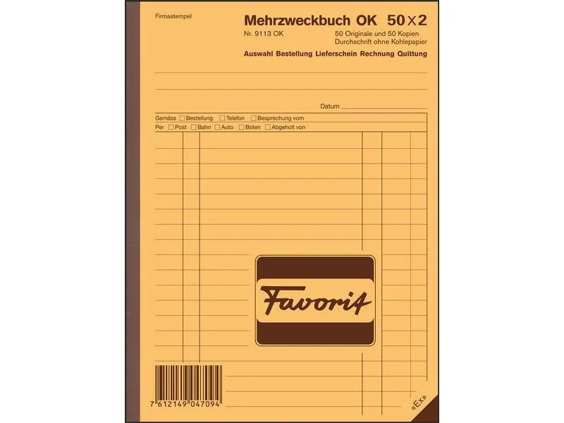 Favorit Durchschreibeblock 156 x 210 mm Mehrzweckbuch, 50 x 2 Blatt Favorit Durchschreibeblock 156 x 210 mm Mehrzweckbuch, 50 x 2 Blatt