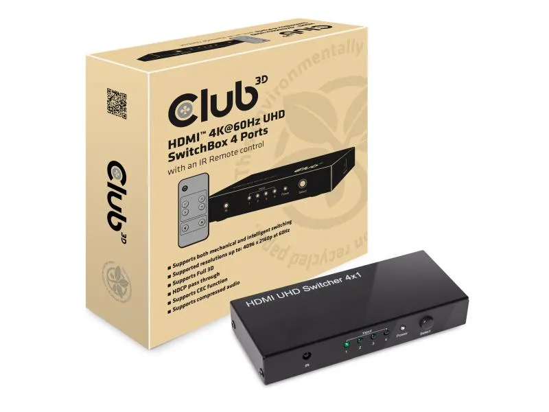 Club 3D Switchbox HDMI 2.0 UHD, 4 Port