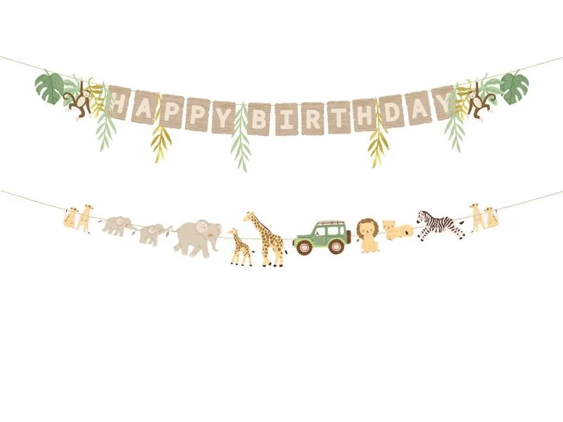 Partydeco Banner Happy Birthday Safari 180 cm