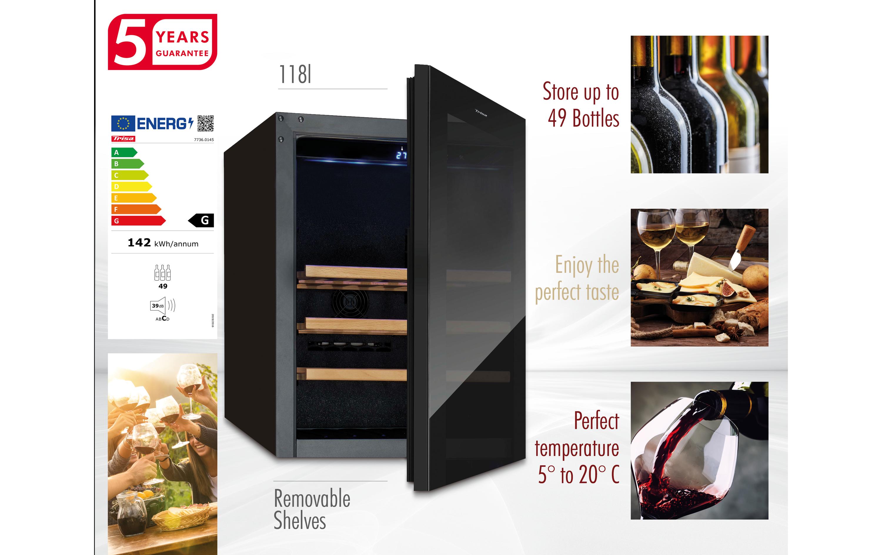 Trisa Weinklimaschrank 7736.0145 Schwarz, Rechts