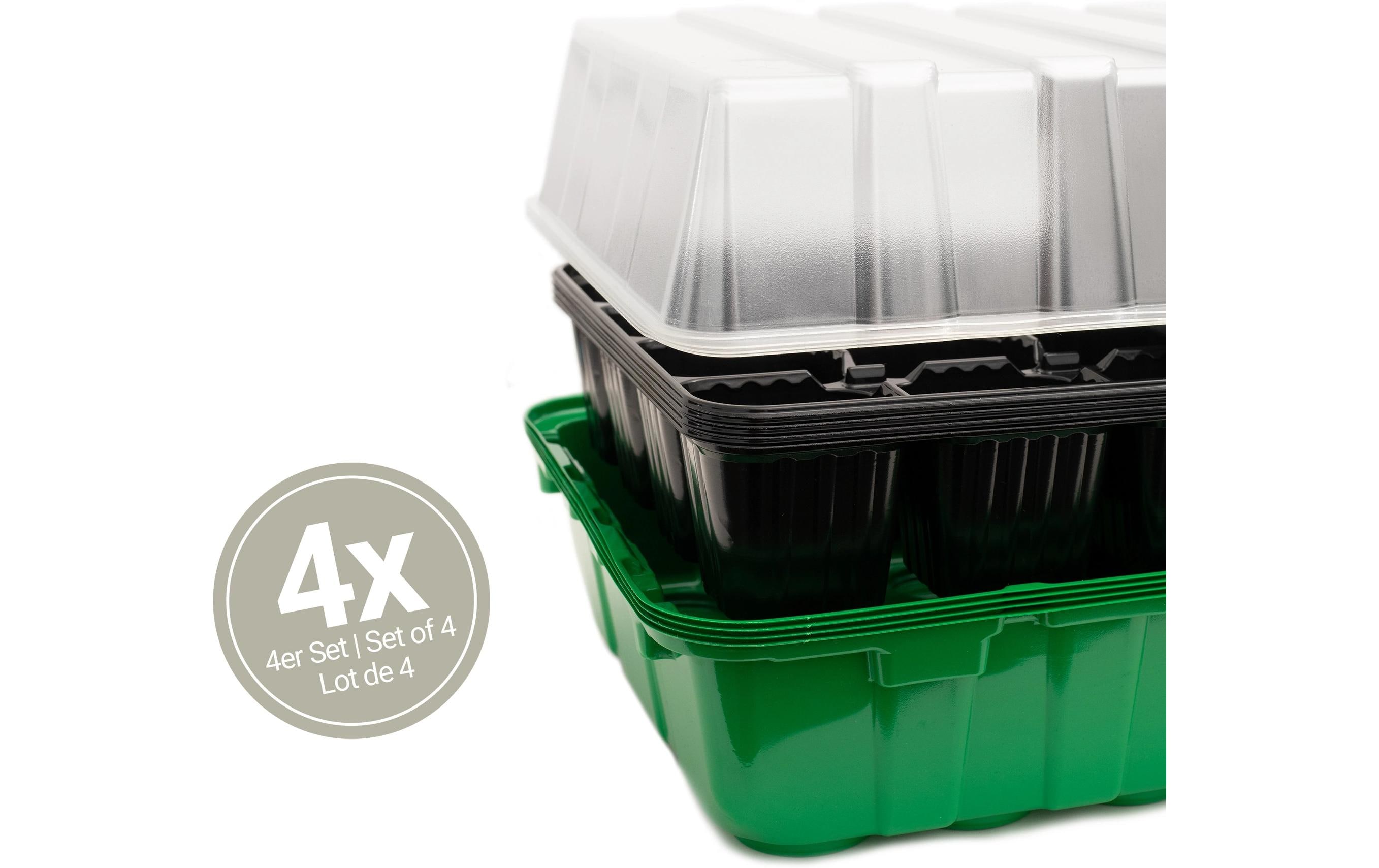 Romberg Anzuchthaus 4er Set 4 Schalen,4 Hauben, 4 x 24 Töpfe