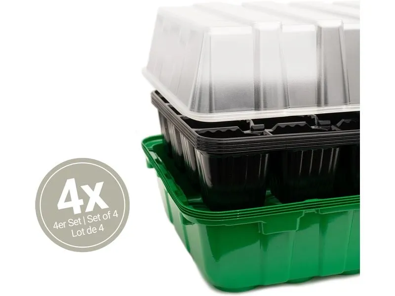 Romberg Anzuchthaus 4er Set 4 Schalen,4 Hauben, 4 x 24 Töpfe Romberg Anzuchthaus 4er Set 4 Schalen,4 Hauben, 4 x 24 Töpfe