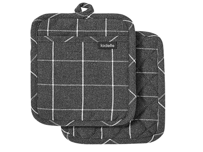 Ladelle Topflappen Eco Check 2 Stück, Anthrazit