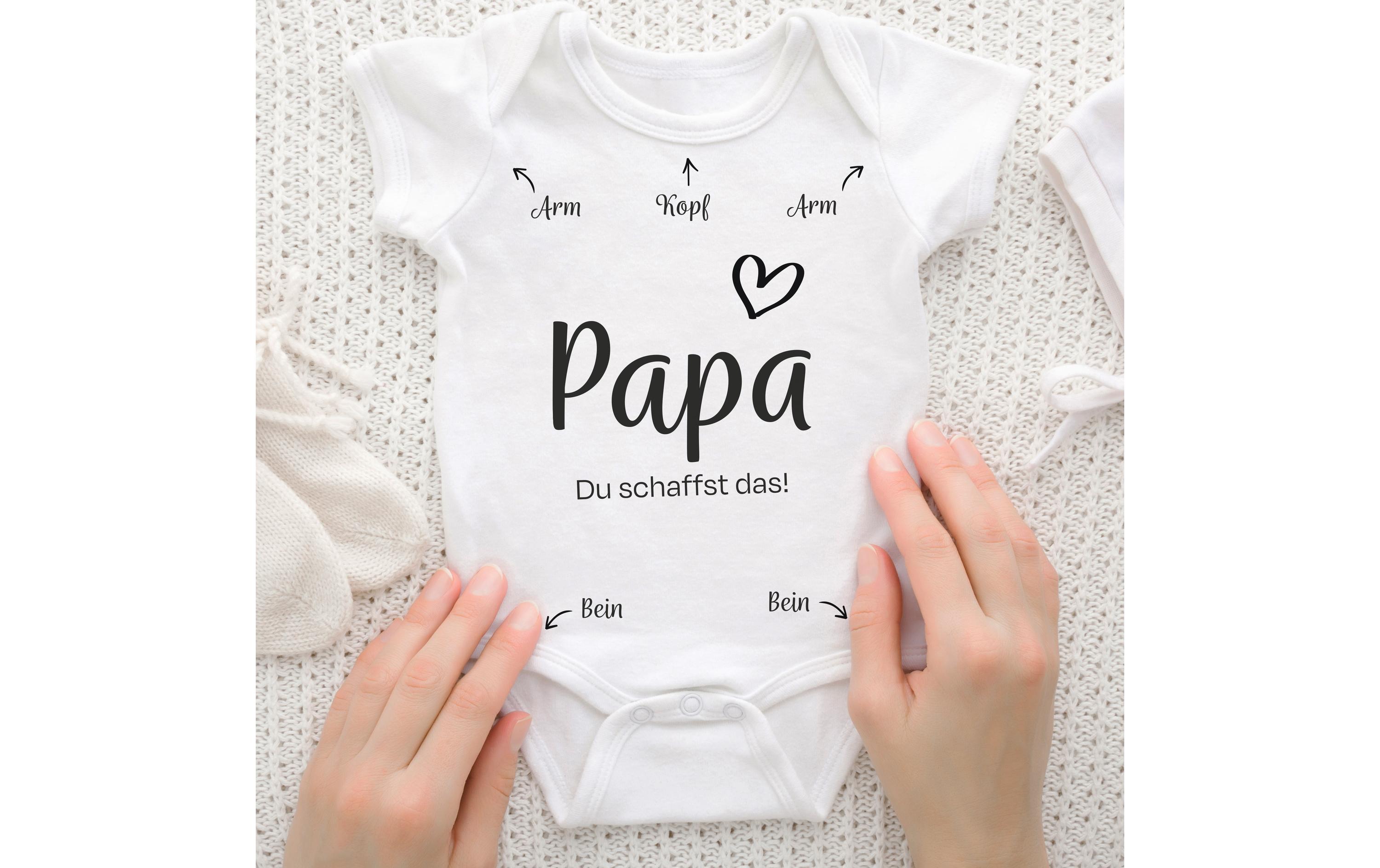 Trendcompany Babybody Papa du schaffst das, 62/68, Weiss
