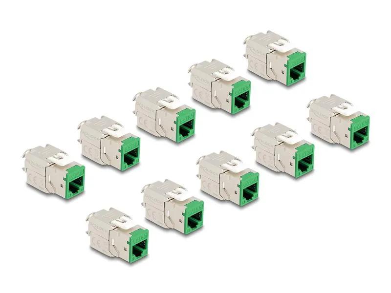 Delock Keystone-Modul RJ45 zu LSA Cat.6A Grün, 10 Stück