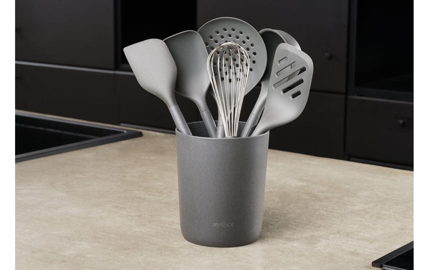 Zyliss Küchenutensilien mit Ständer 7-teilig, Grau/Silber/Schwarz