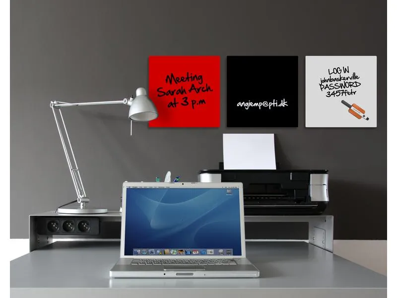 Bi-Office Magnethaftendes Glassboard 38 cm x 38 cm, Schwarz