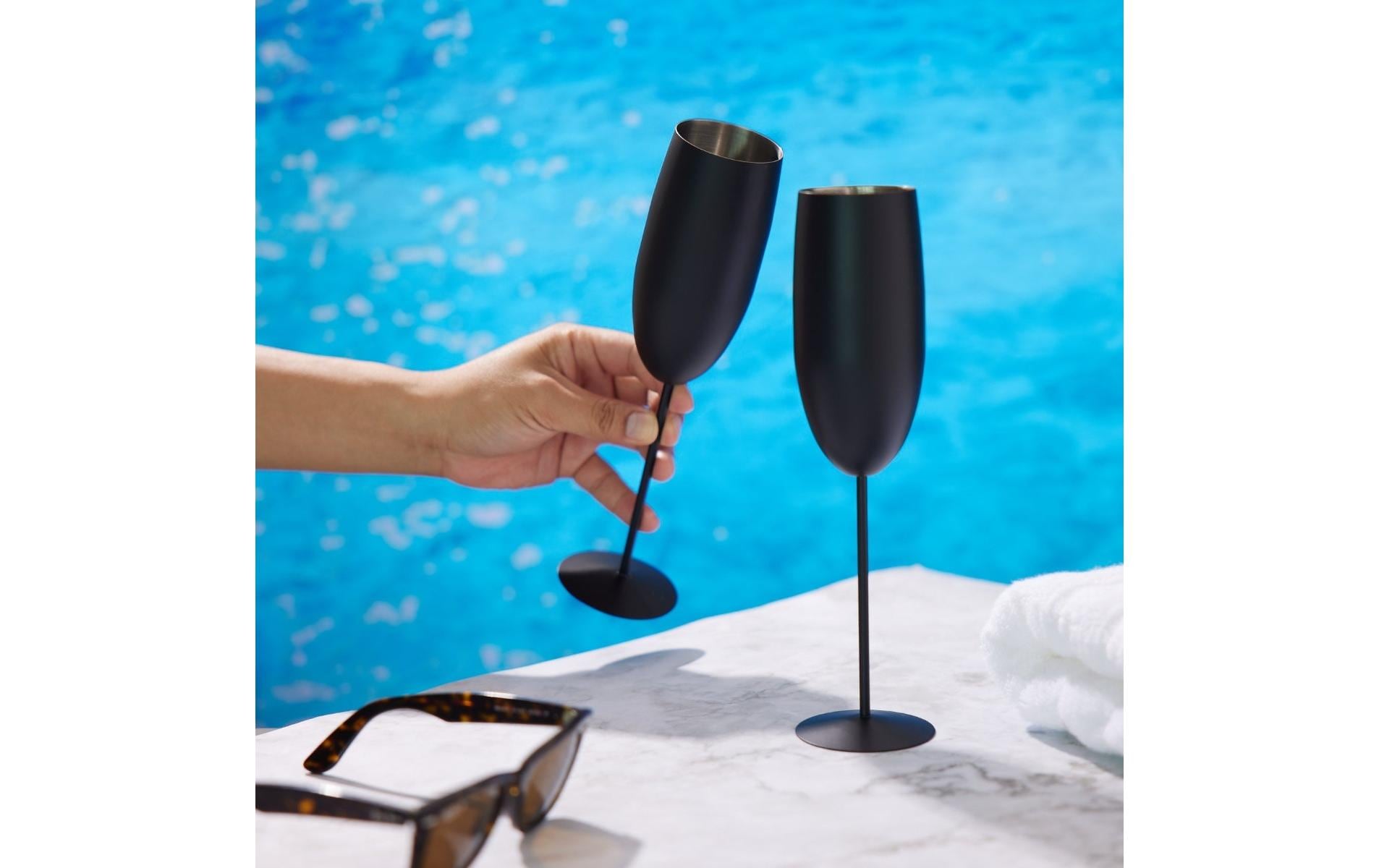 Oak & Steel Sektglas 285 ml, 4 Stück, Schwarz matt