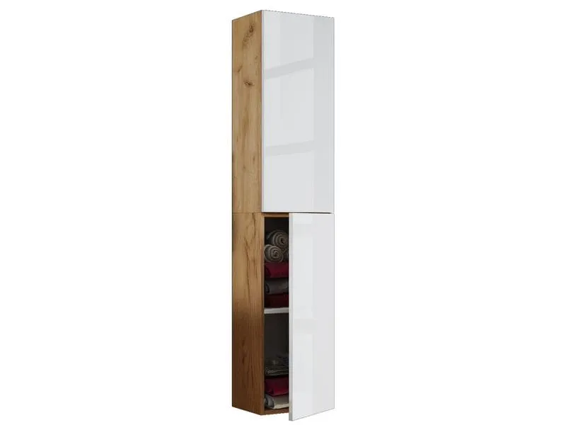 VCM Badezimmerregal Lendas 33 x 150 cm, Weiss/Braun