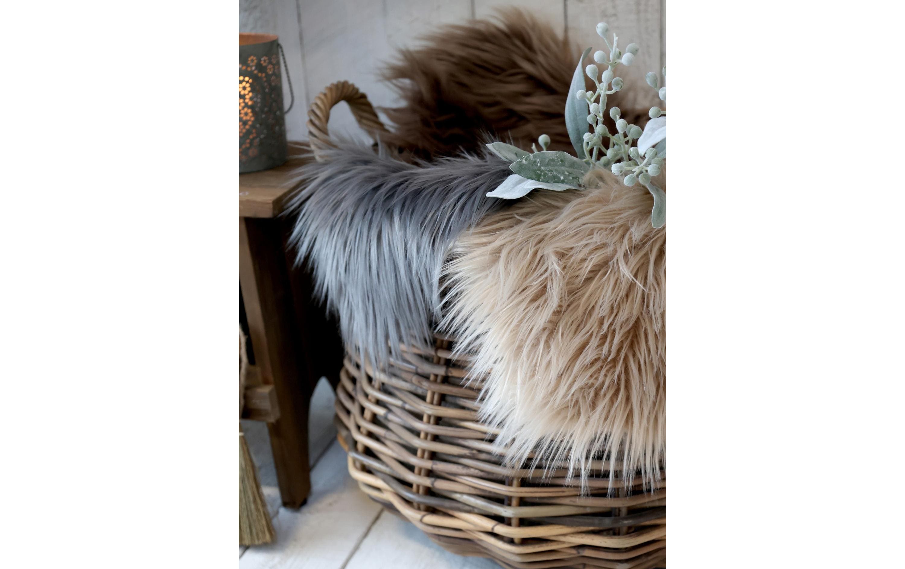 Chic Antique Pelzimitat 40 x 40 cm, Grau