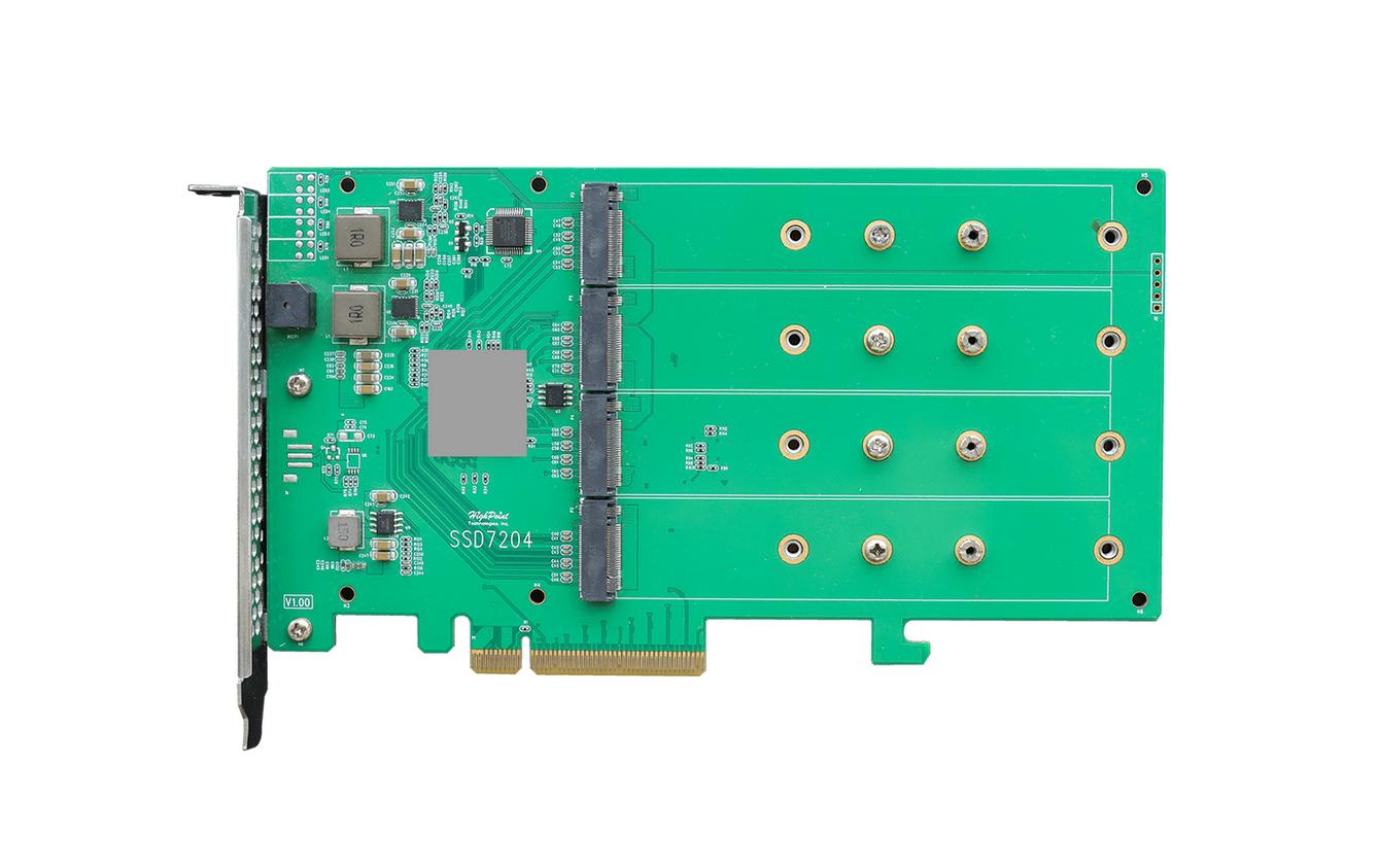Highpoint Host Bus Adapter Rocket 1204 PCI-Ex8v3 - 4x M.2 NVMe Highpoint Host Bus Adapter Rocket 1204 PCI-Ex8v3 - 4x M.2 NVMe