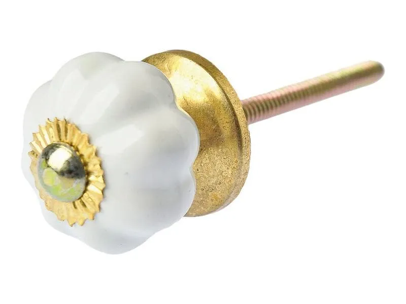 Tranquillo Möbelgriff handgemacht, Ø 3 cm, Weiss/Gold Tranquillo Möbelgriff handgemacht, Ø 3 cm, Weiss/Gold