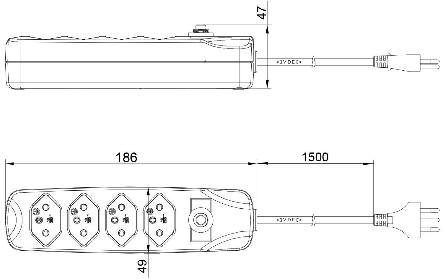 FURBER.power Steckdosenleiste mit Überlastschutz 4x T13, 5 Stück