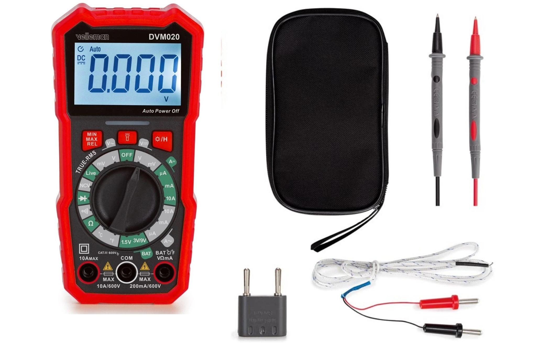 Velleman Digital-Multimeter DVM020 Digital True-RMS CAT III 600 V