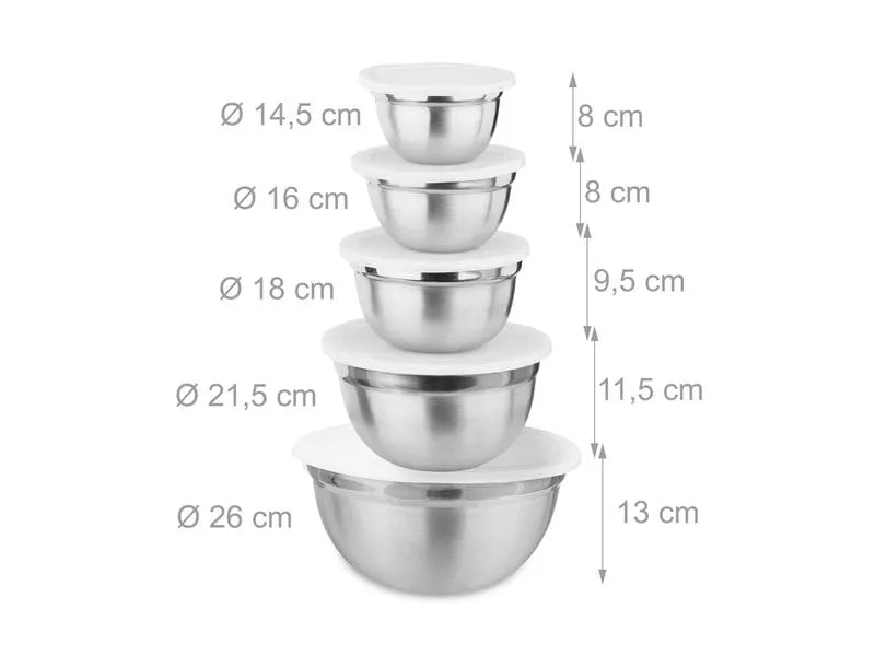 relaxdays Schüssel 14.5 cm/16 cm/18 cm/21.5 cm/26 cm,Silber/Weiss relaxdays Schüssel 14.5 cm/16 cm/18 cm/21.5 cm/26 cm,Silber/Weiss