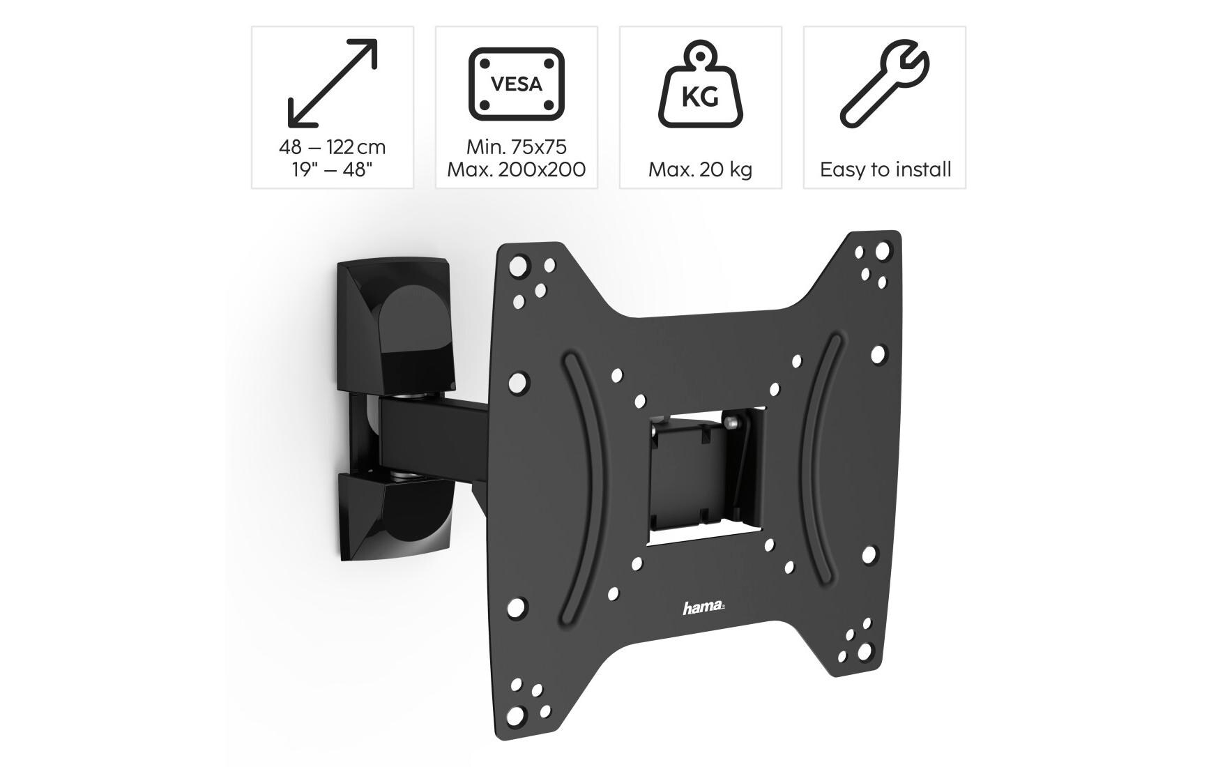 Hama Technics AG TV-Wandhalterung 48 Schwarz