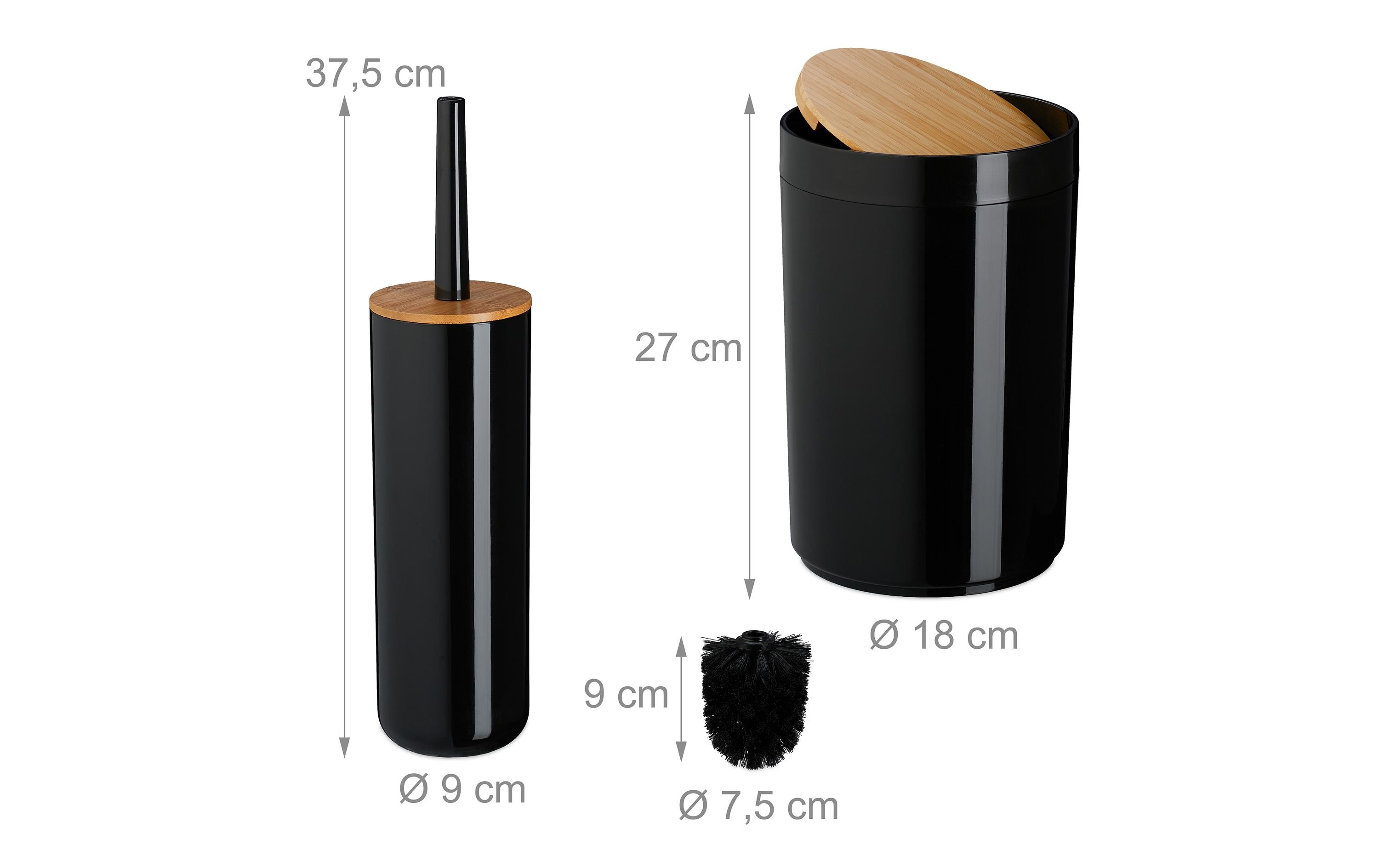 relaxdays Badezimmer-Set 7-teilig, Schwarz