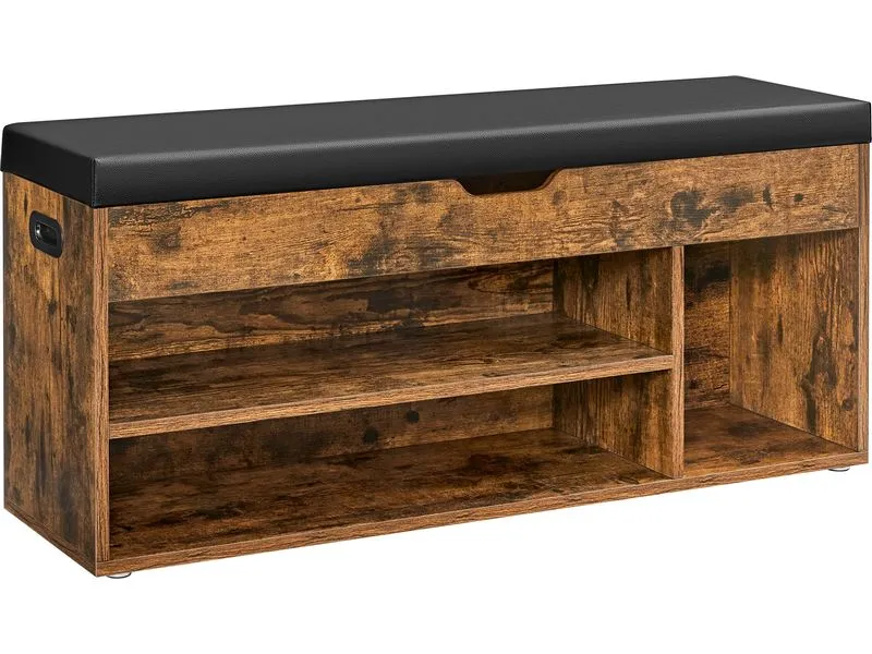 VASAGLE Sitztruhe mit 3 Fächern 100 x 44 x 30 cm, Braun VASAGLE Sitztruhe mit 3 Fächern 100 x 44 x 30 cm, Braun