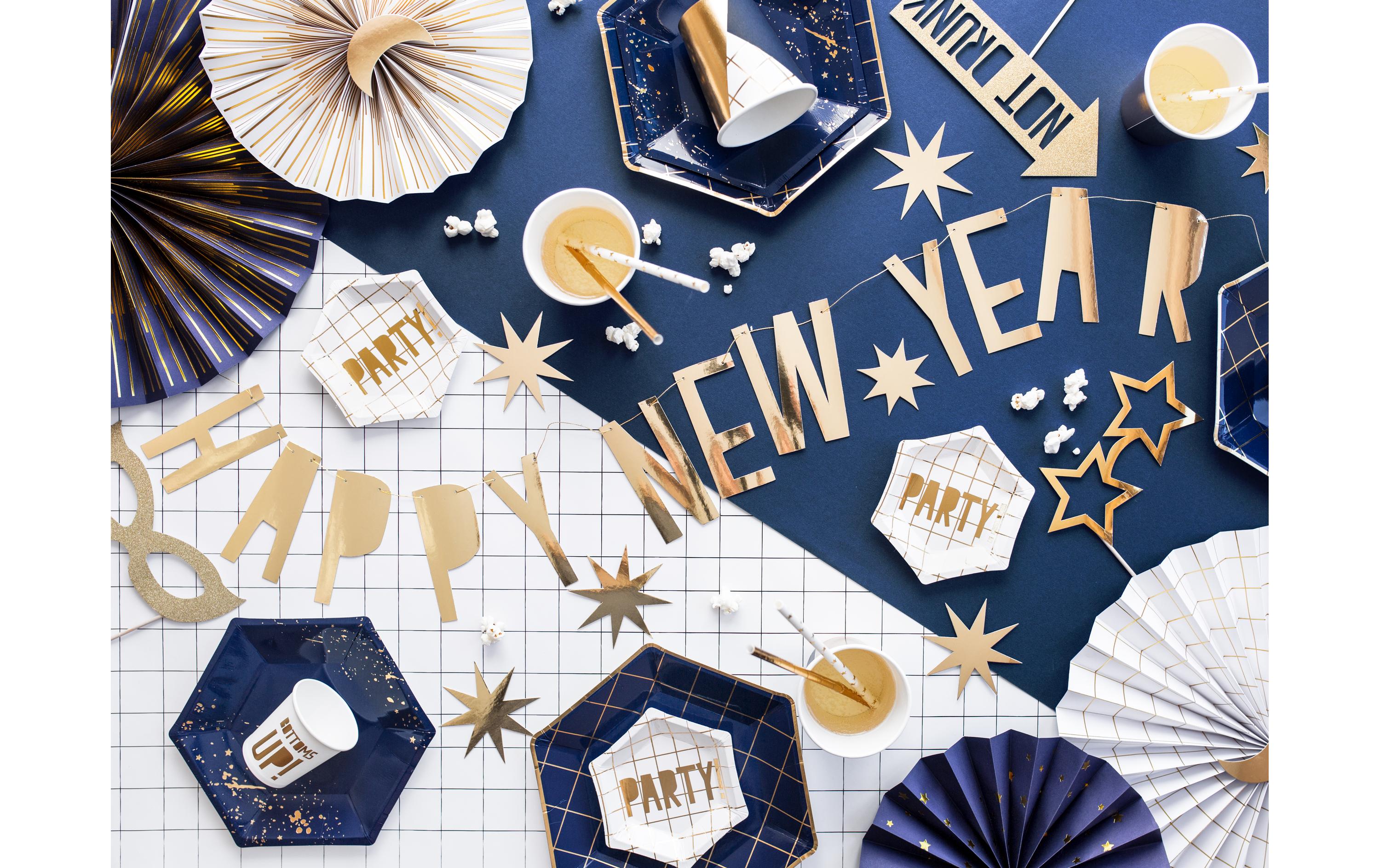 Partydeco Rosetten Zweifarbig 4 Stück, Weiss/Gold