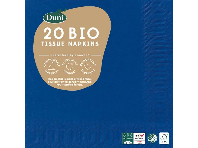 BioPak Papierservietten 24 cm x 24 cm, 20 Stück, Dunkelblau BioPak Papierservietten 24 cm x 24 cm, 20 Stück, Dunkelblau