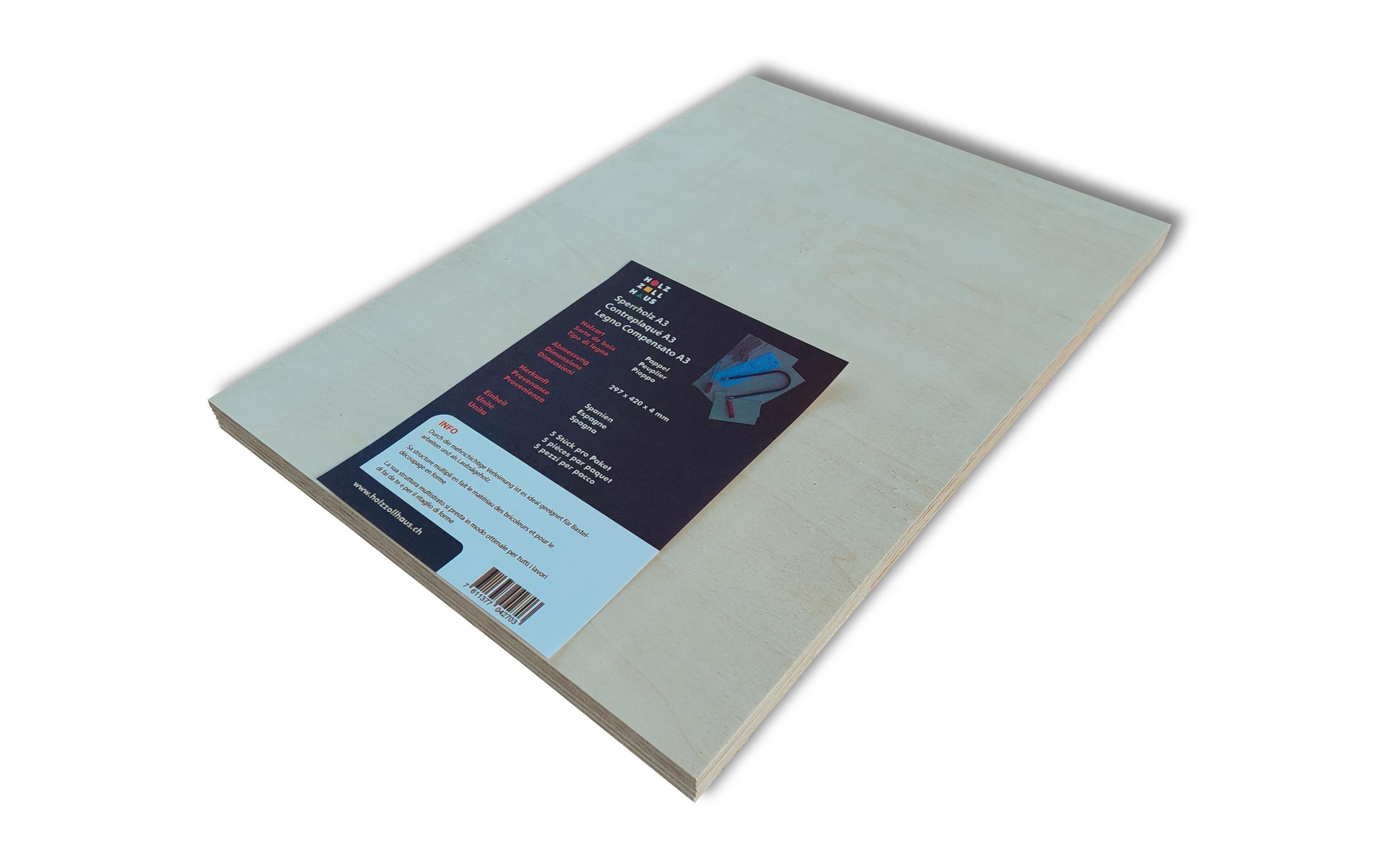 Holz Zollhaus Sperrholz zum Basteln 5 Stück, A3