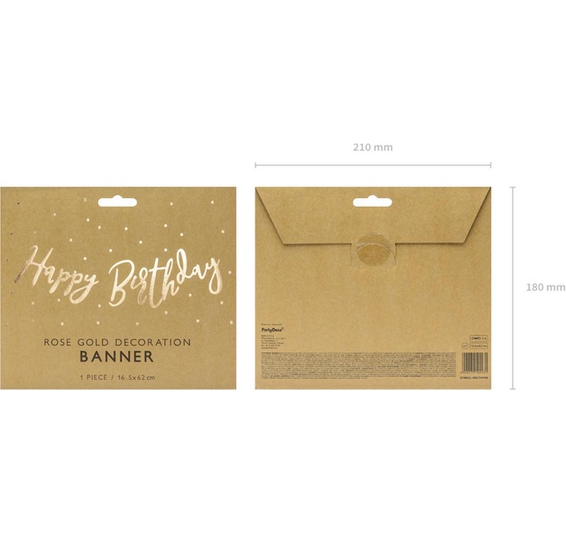 Partydeco Girlande Happy Birthday Gold, 16.5 x 62 cm