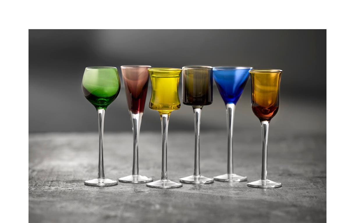 Lyngby Schnapsglas Coloured Glas 6 Stück, assortiert