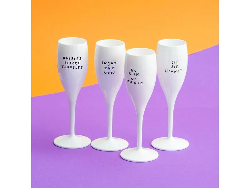 Koziol Sektglas Say It In Style 100 ml, 4 Stück, Weiss